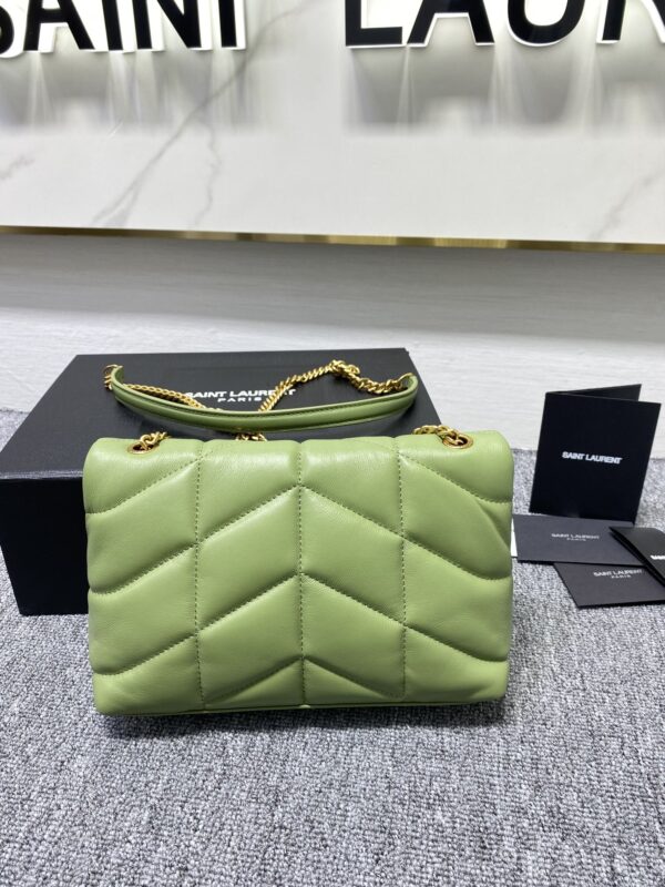 YSL Bi-Fold Back Shoulder Quilted Lambskin Medium Bag - Avocado Green - Image 2