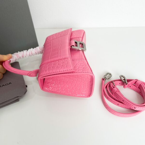 Balenciaga Crocodile XSmall Hourglass Bag - Pink - Image 4