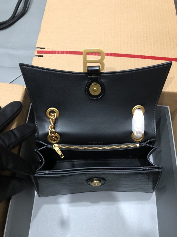 Balenciaga Crush Hourglass Small Chain Bag - Black/Gold - Image 3