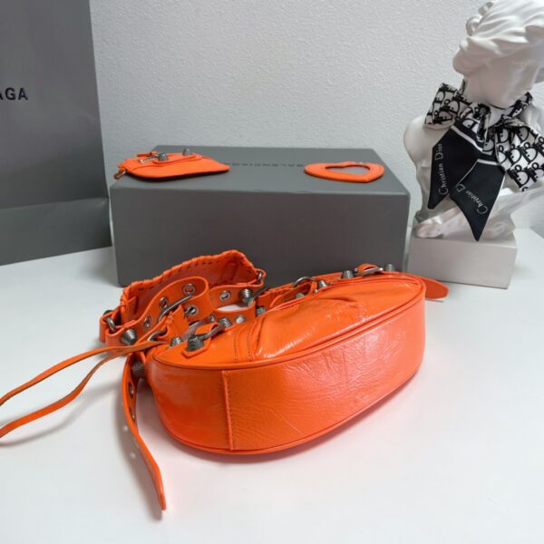 Balenciaga Le Cagole Half-Moon Large Armpit Dumpling Bag - Orange - Image 5