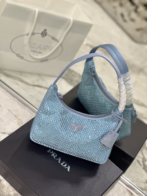 Prada Hobo Diamond Armpit Bag - Blue - Image 5