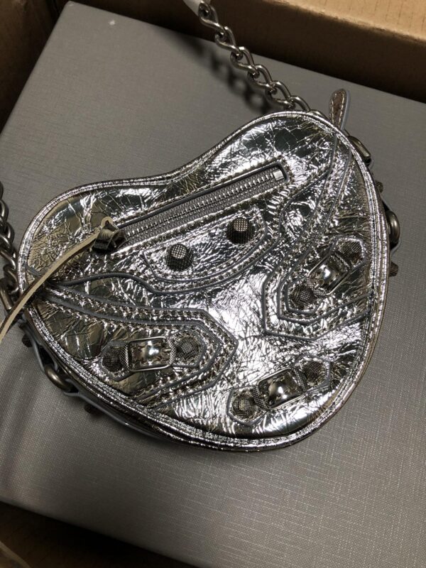 Balenciaga New Le Cagole Heart Bag - Silver - Image 4